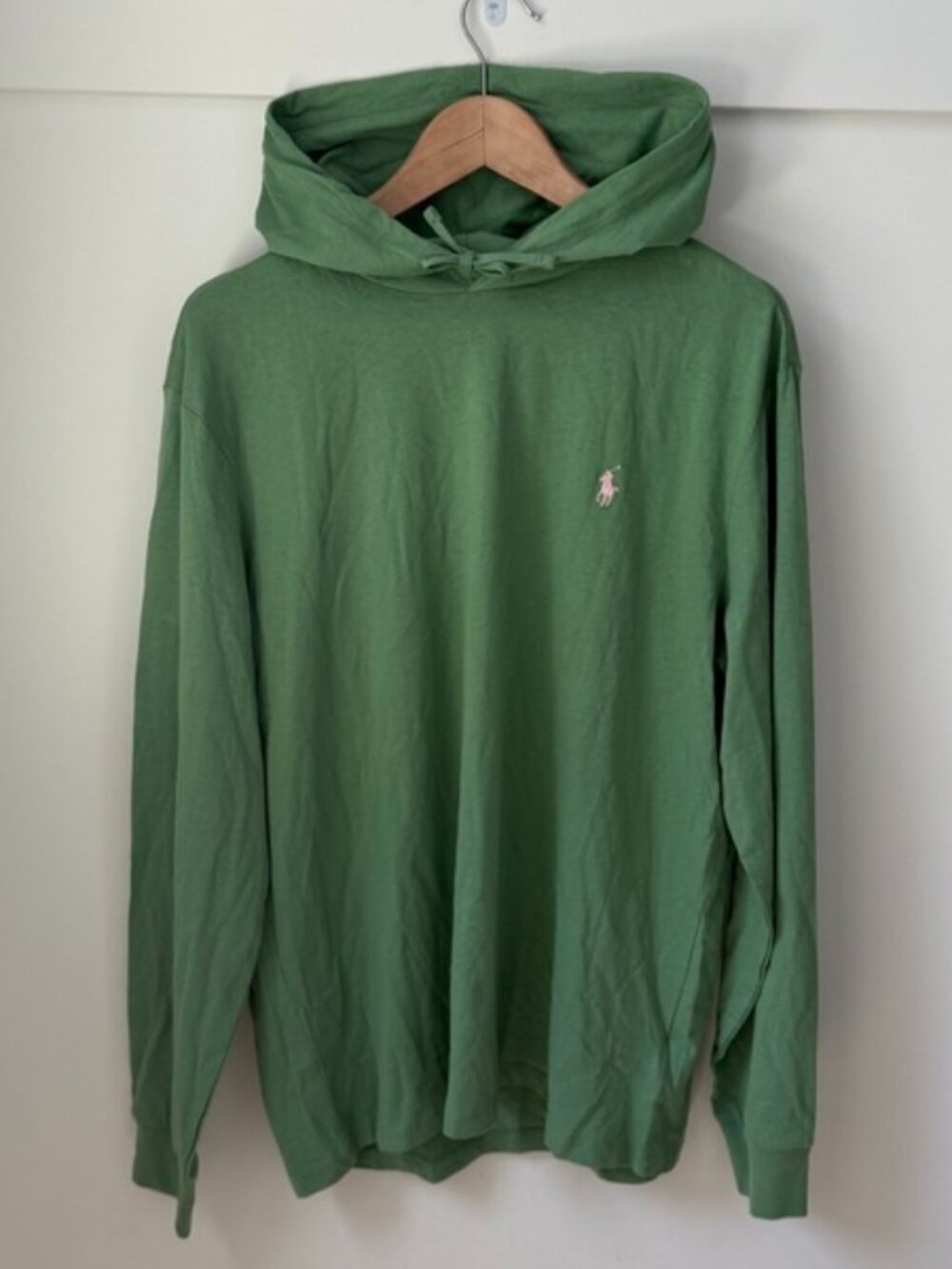 POLO RALPH LAUREN Lightweight Jersey Hooded T-Shirt Green Pink Pony Size L (NWT)